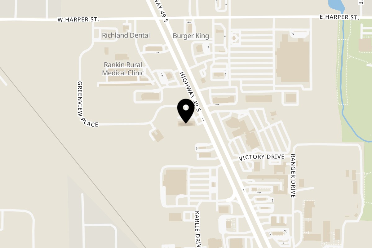 Map showing the location of A'HA Crawfish Bistro on 1055 US 49 in Richland